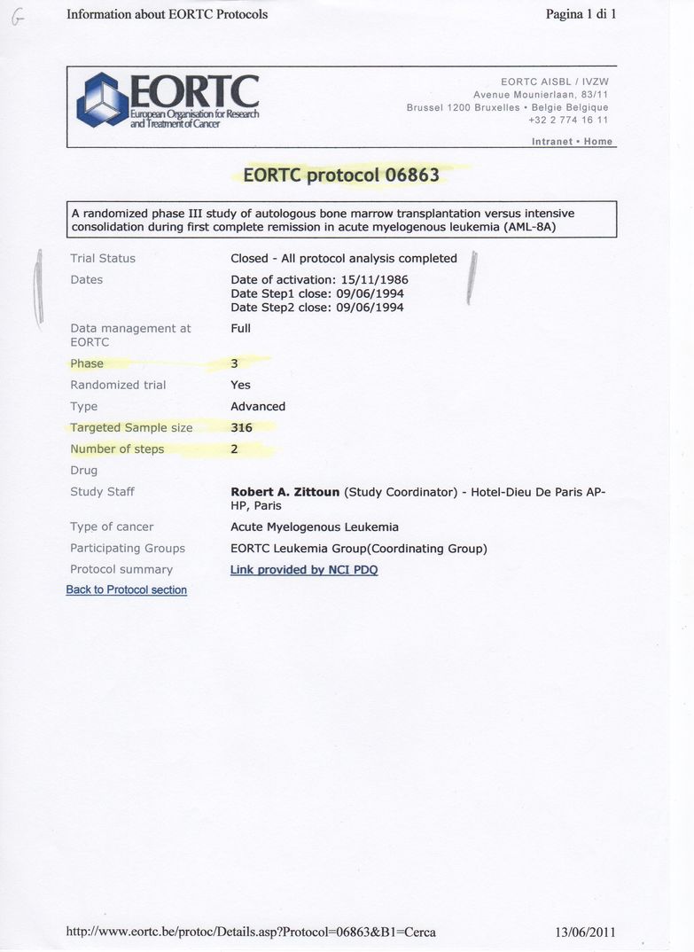 7) Documento EORTC protocollo 06863 con ATTESTAZIO...