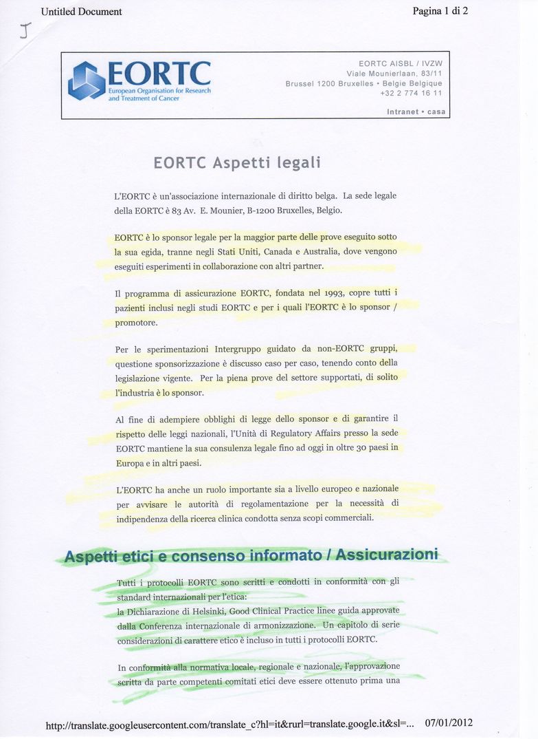 10) EORTC ASPETTI LEGALI ( sito internet )