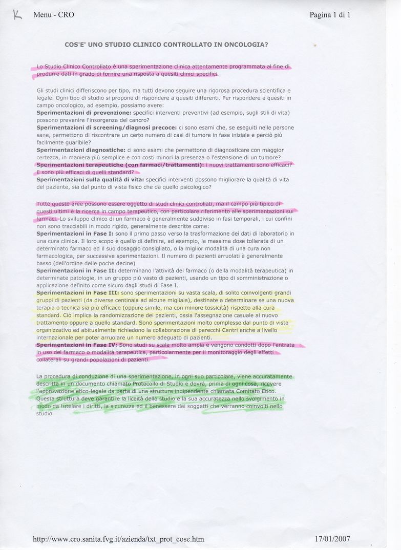 11) Cosa è uno studio controllato in oncologia!!